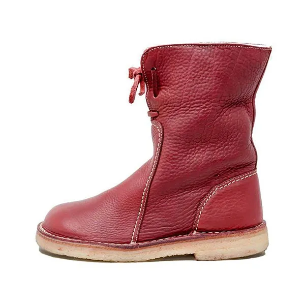 Purpdrank - Women Winter Vintage Boots Warm Unisex Lace-up Shoes