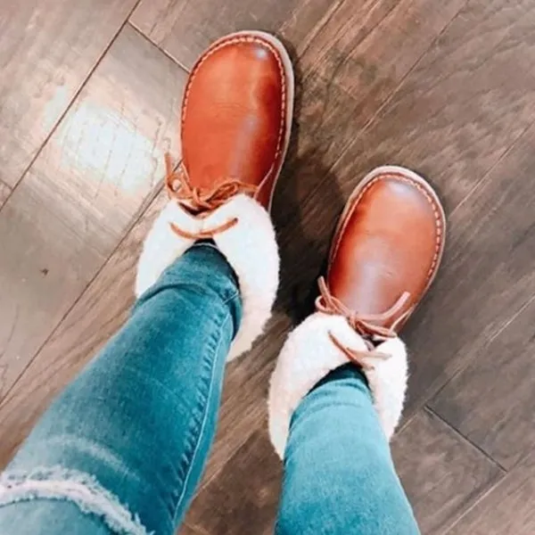 Purpdrank - Women Winter Vintage Boots Warm Unisex Lace-up Shoes