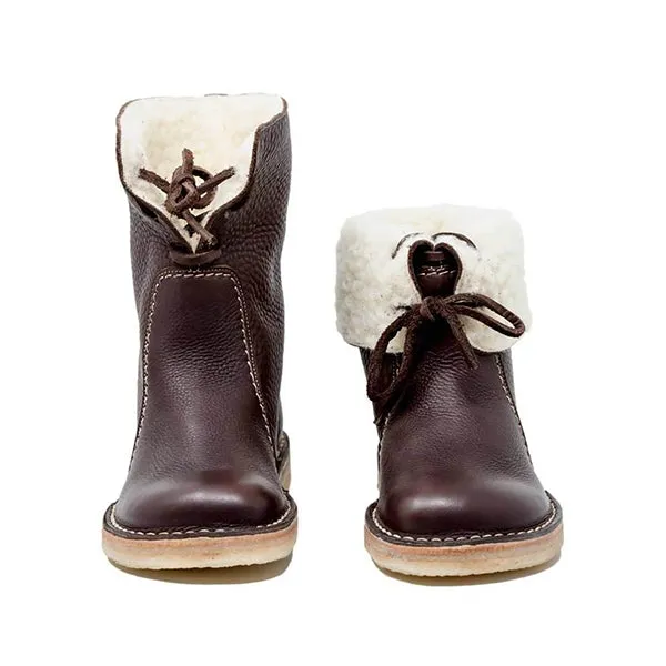 Purpdrank - Women Winter Vintage Boots Warm Unisex Lace-up Shoes