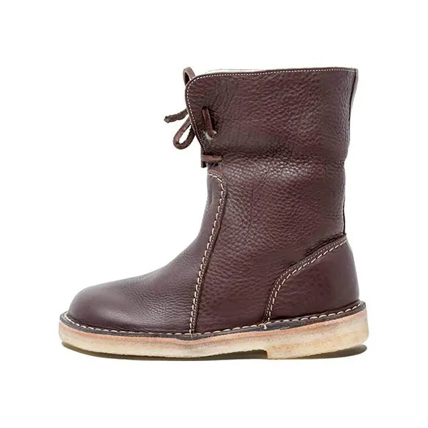 Purpdrank - Women Winter Vintage Boots Warm Unisex Lace-up Shoes
