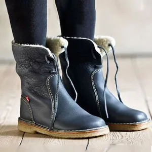 Purpdrank - Women Winter Vintage Boots Warm Unisex Lace-up Shoes