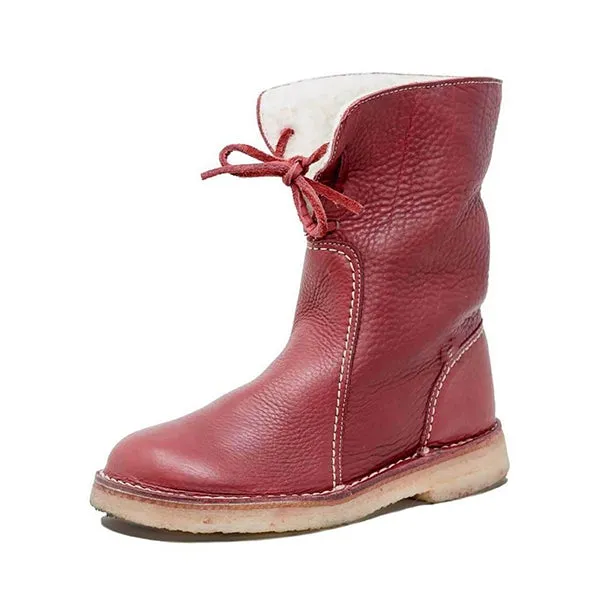 Purpdrank - Women Winter Vintage Boots Warm Unisex Lace-up Shoes