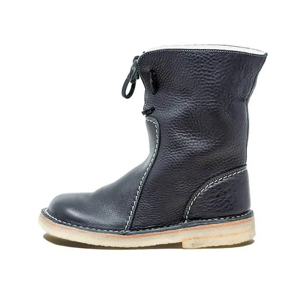 Purpdrank - Women Winter Vintage Boots Warm Unisex Lace-up Shoes