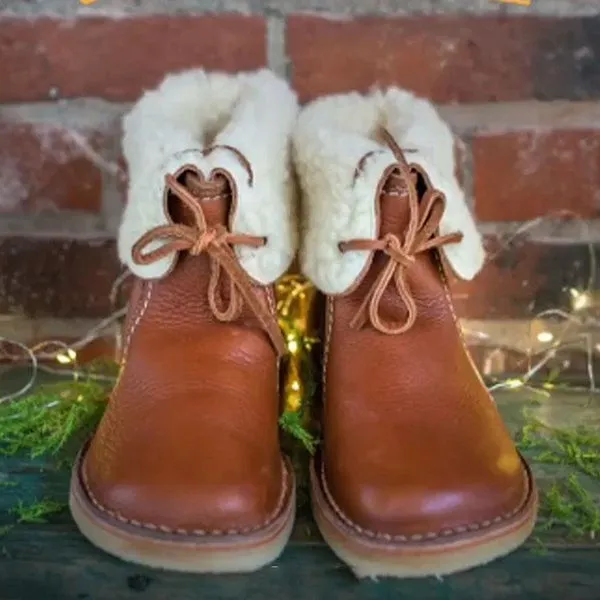 Purpdrank - Women Winter Vintage Boots Warm Unisex Lace-up Shoes