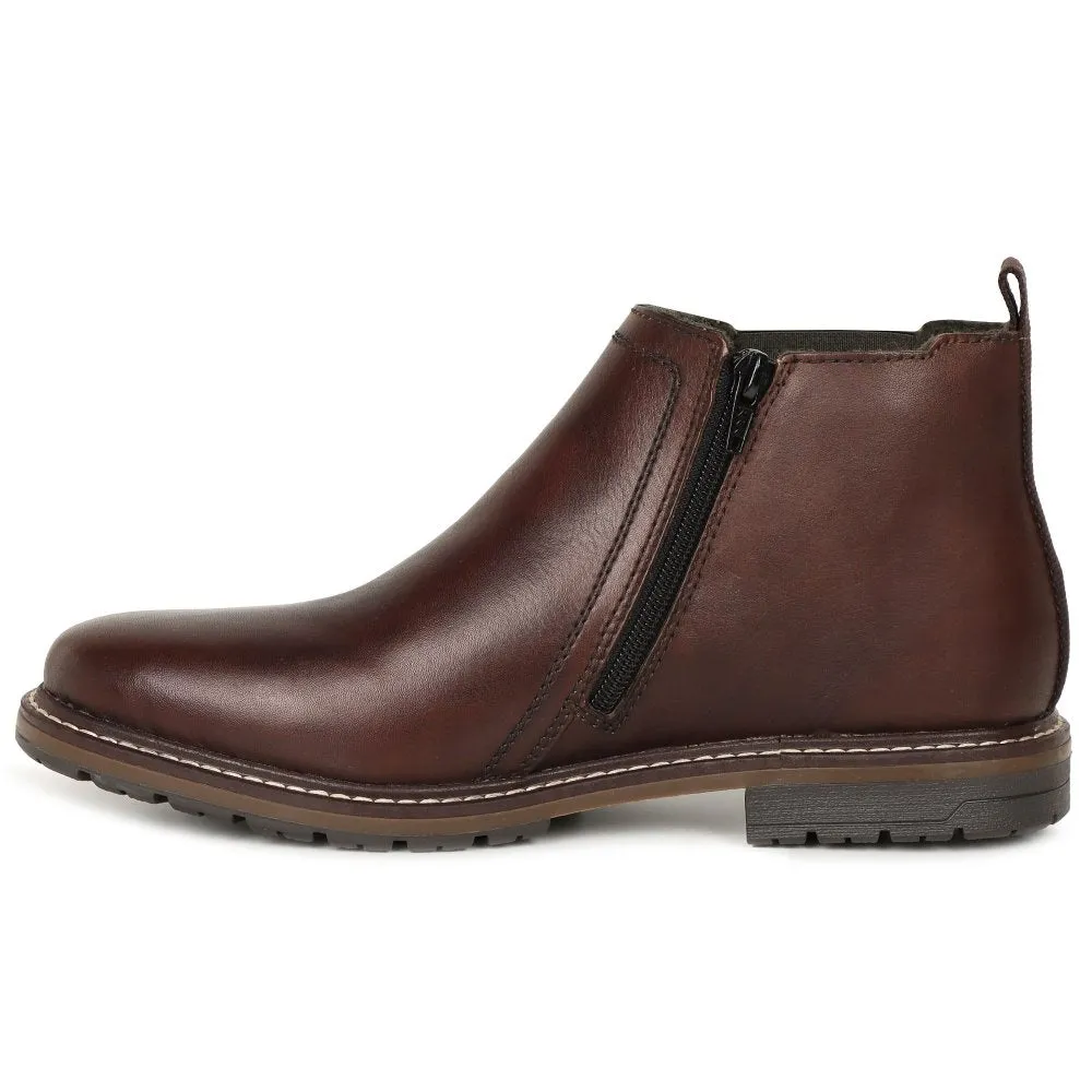 Rieker 13757-25 Brown Mens Casual Smart Leather Ankle Boots