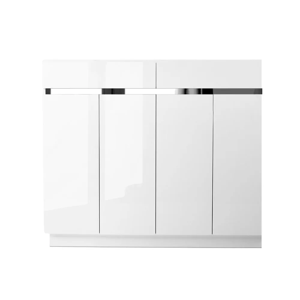 Shoe Cabinet 120cm High Gloss Storage Rack Cupboard White Drawers