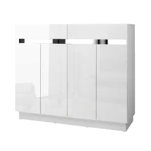 Shoe Cabinet 120cm High Gloss Storage Rack Cupboard White Drawers