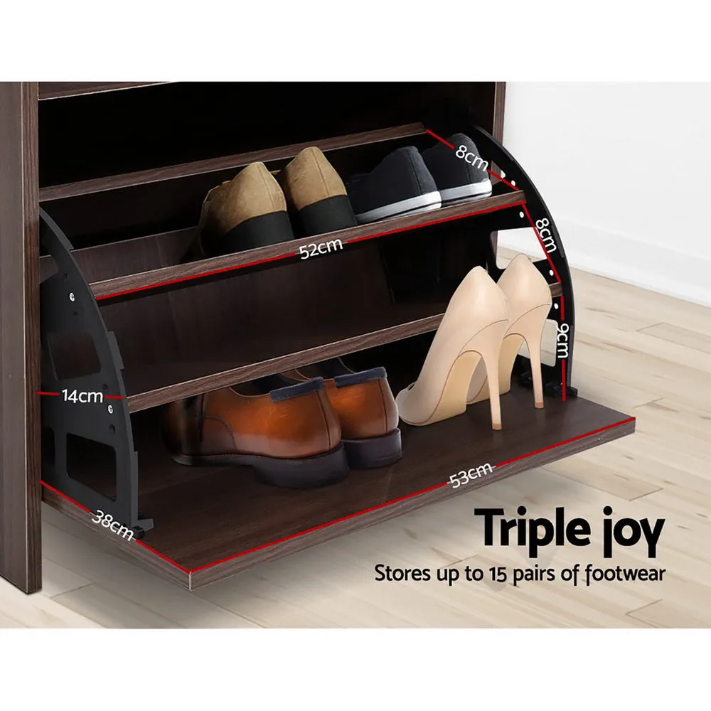 Shoe Cabinet Organizer Wooden Storage Bench Stool - 12 Pairs