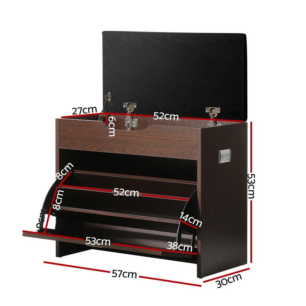 Shoe Cabinet Organizer Wooden Storage Bench Stool - 12 Pairs