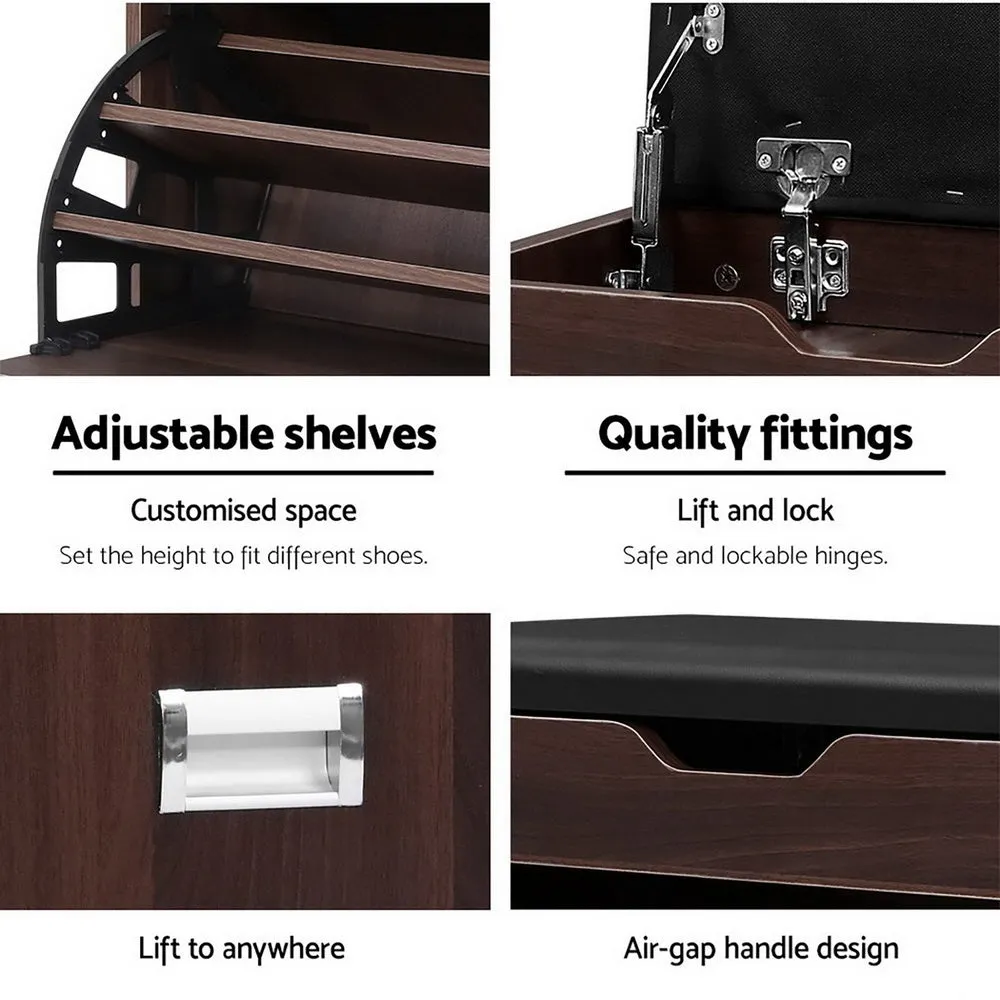 Shoe Cabinet Organizer Wooden Storage Bench Stool - 12 Pairs