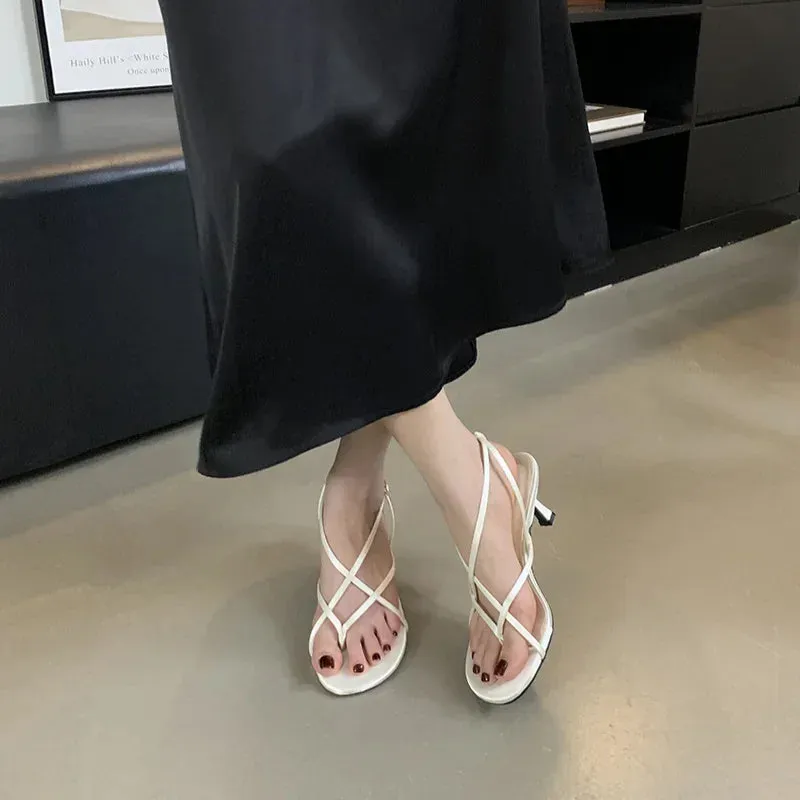 Sohiwoo Summer New Design Sexy High Heels Female Fine Heel Sexy Square Head Open Toe Retro Roman Sandal Drags Ladies Shoes