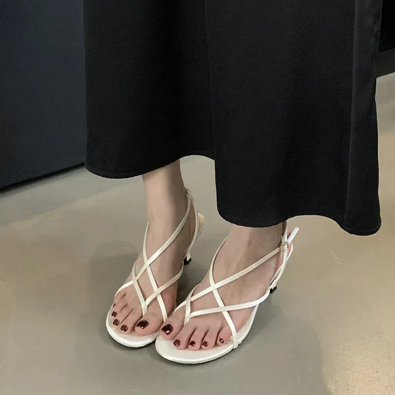 Sohiwoo Summer New Design Sexy High Heels Female Fine Heel Sexy Square Head Open Toe Retro Roman Sandal Drags Ladies Shoes