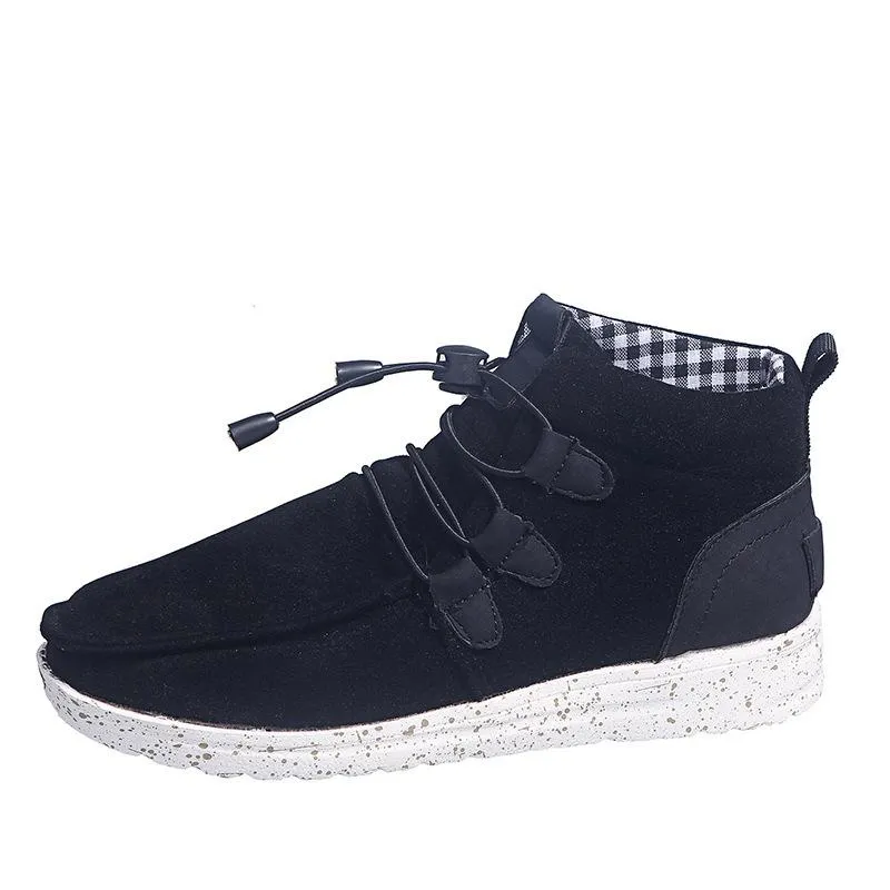 Women casual flat elastic lace up ankle boots
